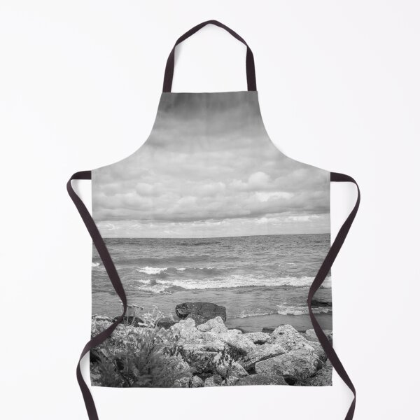 Item preview, Lake Michigan waves and rocks in black and white designed and sold by TerraMediaLLC.