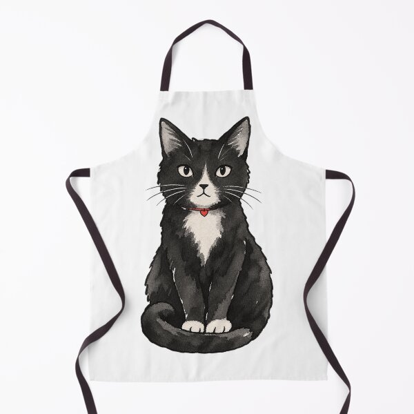 Item preview, Tuxedo Cat Sitting Upright Ink Watercolor Art designed and sold by Jessie's Palette.
