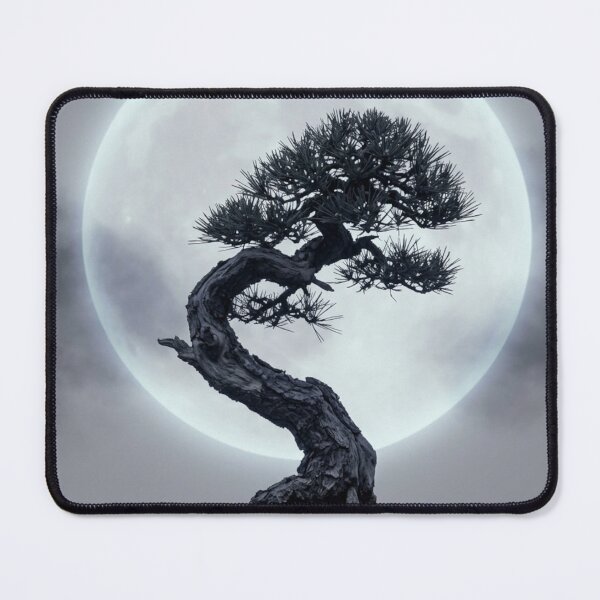 Item preview, Moonlit Pine Bonsai Art Print - Zen Ink Wash Wall Decor designed and sold by Purrfecta.