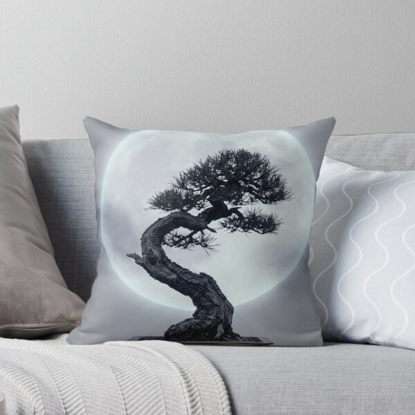 Item preview, Moonlit Pine Bonsai Art Print - Zen Ink Wash Wall Decor designed and sold by Purrfecta.