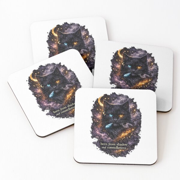 Item preview, Born From Shadow and Constellations Black Cat Celestial Witchy Gothic Art designed and sold by inkoutninja.