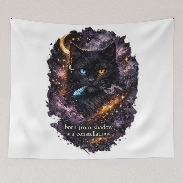 Item preview, Born From Shadow and Constellations Black Cat Celestial Witchy Gothic Art designed and sold by inkoutninja.