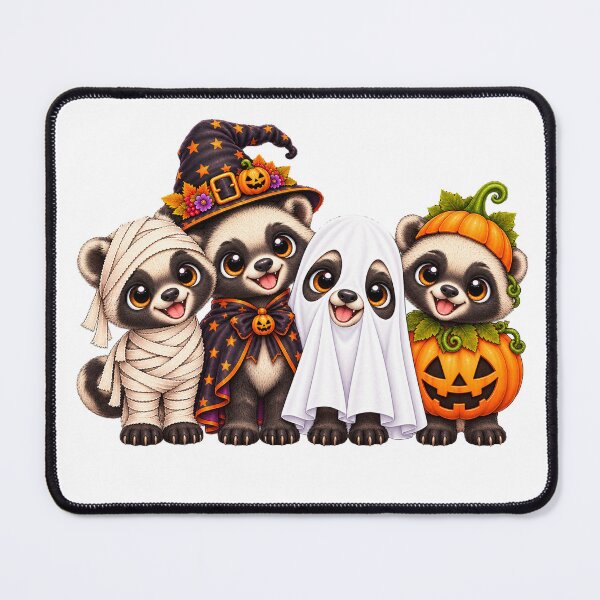 Item preview, mongoose Pumpkin Halloween Ghost mongooses designed and sold by QuiteOrbit.