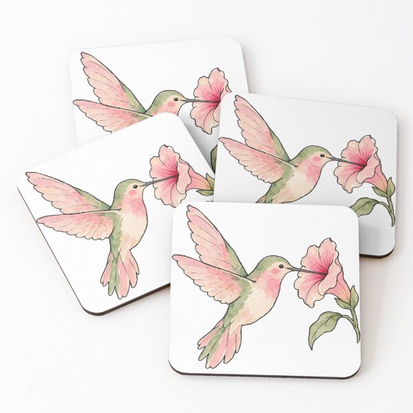 Item preview, Hummingbird and Pink Flower Watercolor Painting designed and sold by Jessie's Palette.