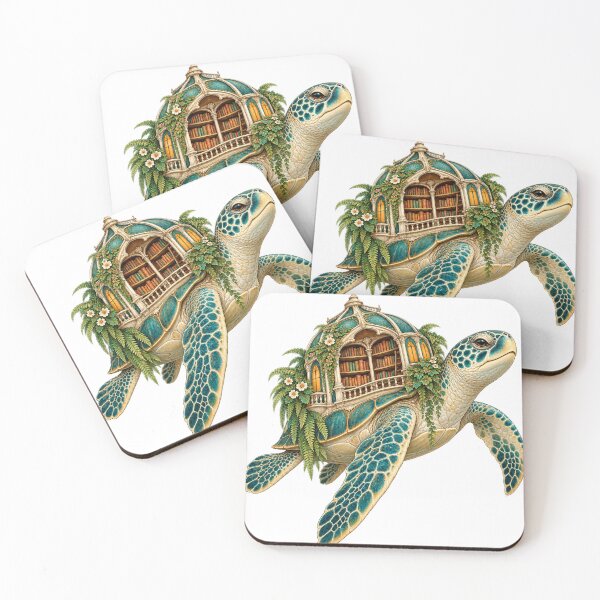 Item preview, The Wandering Library – Sea Turtle & Botanical Book Sanctuary designed and sold by Pixel & Ponder.