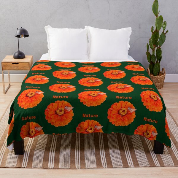 Item preview, Nature, Orange flower with moth, Green background designed and sold by Josephine Ethereal.