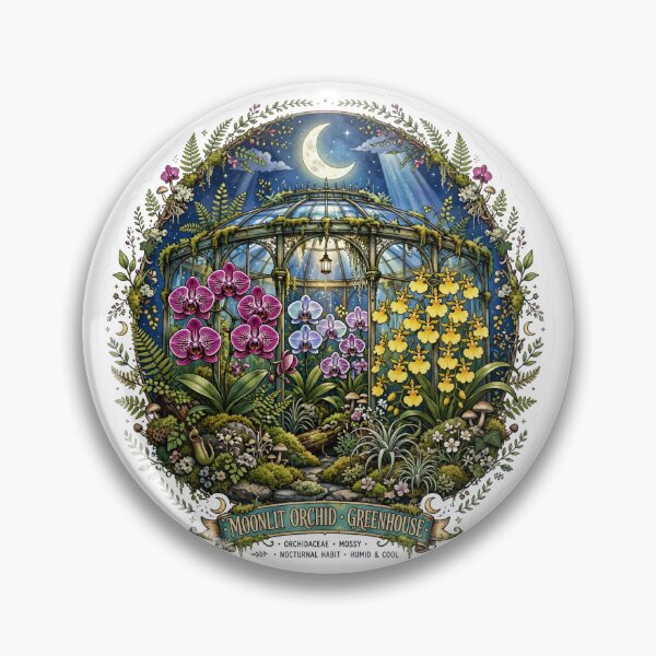 Item preview, Moonlit Orchid Greenhouse Flower Sticker designed and sold by FineLineBotanical .