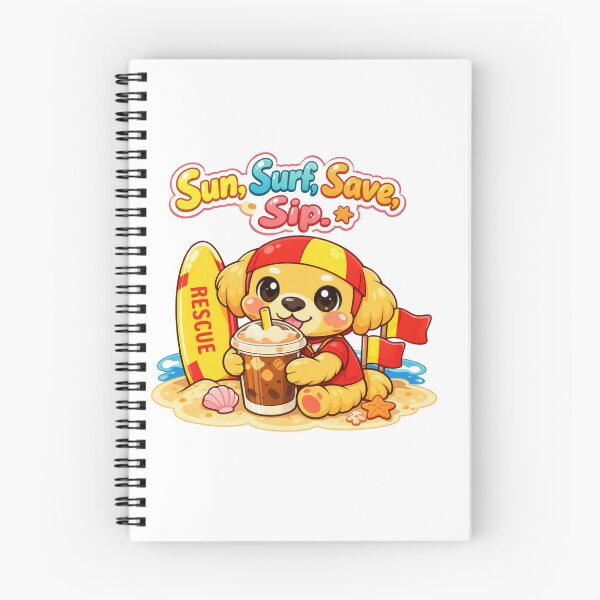 Item preview, Sun Surf Save Sip Cute Kawaii Lifesaver Dog Coffee designed and sold by Jenni Tee.