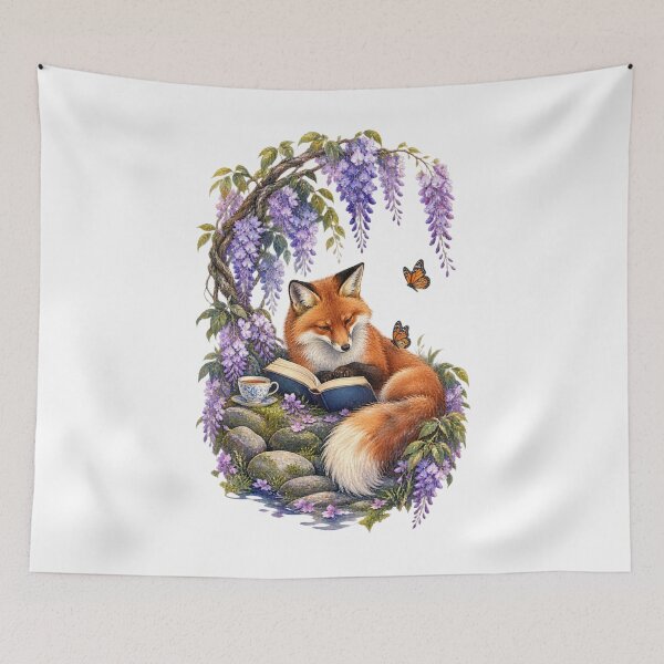Item preview, Fox Reading Beneath Wisteria Garden designed and sold by SiripornSeaynng.
