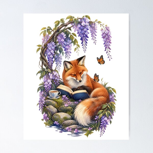 Item preview, Fox Reading Beneath Wisteria Garden designed and sold by SiripornSeaynng.