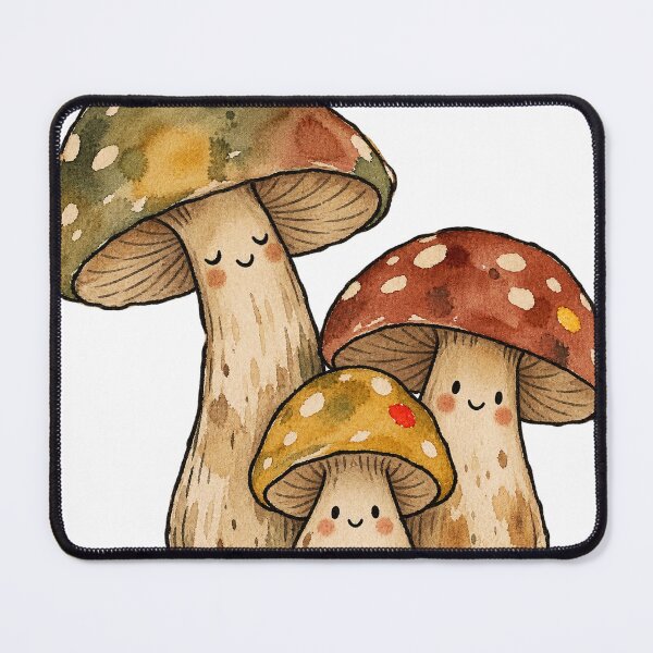 Item preview, Three Cute Vintage Mushrooms with Tiny Faces designed and sold by Jessie's Palette.