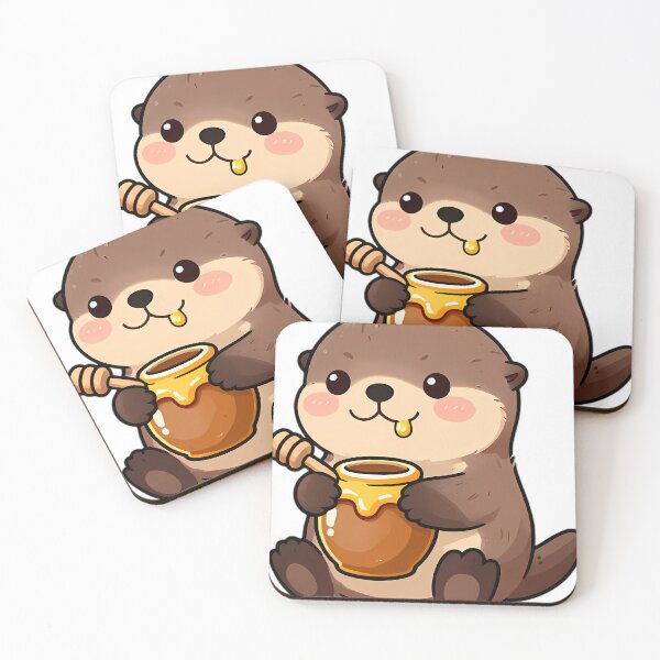 Item preview, Cute Sea Otter Floating with Honey Jar and Dipper designed and sold by pumsquare.