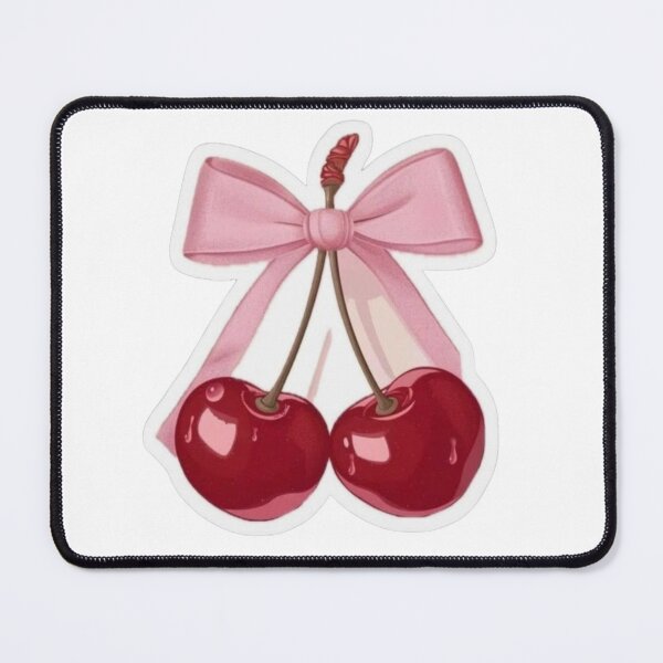 Item preview, Coquette Aesthetic Red Cherries with Pink Bow Sticker designed and sold by ZyVoAli.