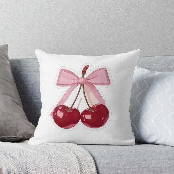 Item preview, Coquette Aesthetic Red Cherries with Pink Bow Sticker designed and sold by ZyVoAli.