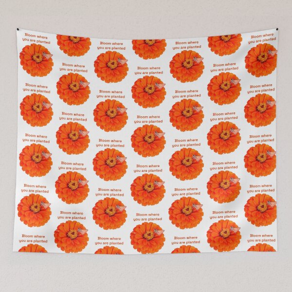 Item preview, Bloom where you are planted, Orange flower with moth designed and sold by Josephine Ethereal.