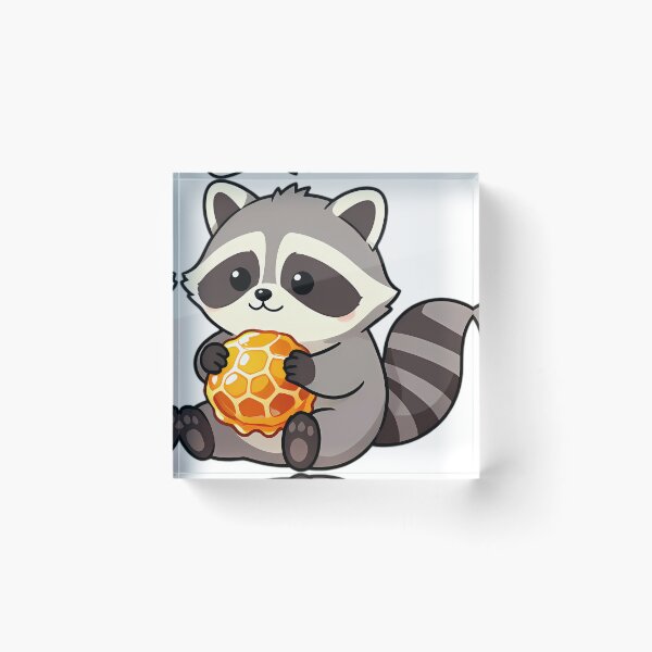 Item preview, Cute Chubby Raccoon Hugging Sweet Honeycomb designed and sold by pumsquare.