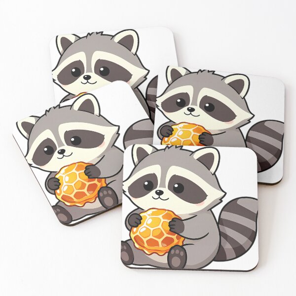Item preview, Cute Chubby Raccoon Hugging Sweet Honeycomb designed and sold by pumsquare.