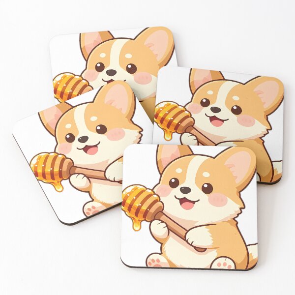 Item preview, Cute Corgi Pup Hugging Wooden Honey Dipper designed and sold by pumsquare.