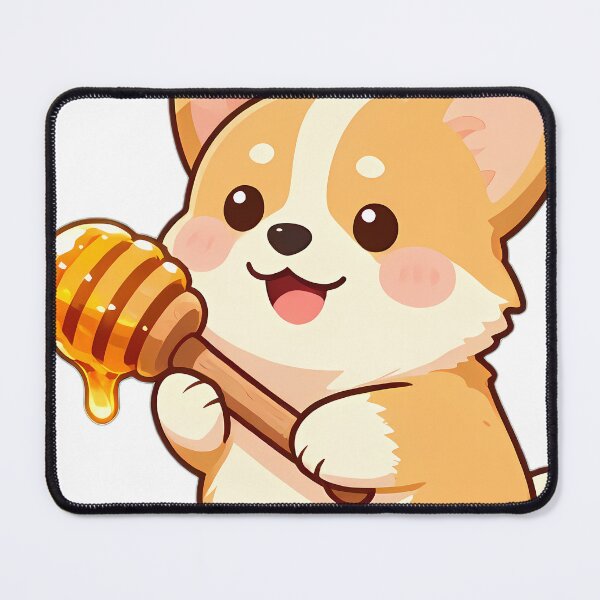Item preview, Cute Corgi Pup Hugging Wooden Honey Dipper designed and sold by pumsquare.