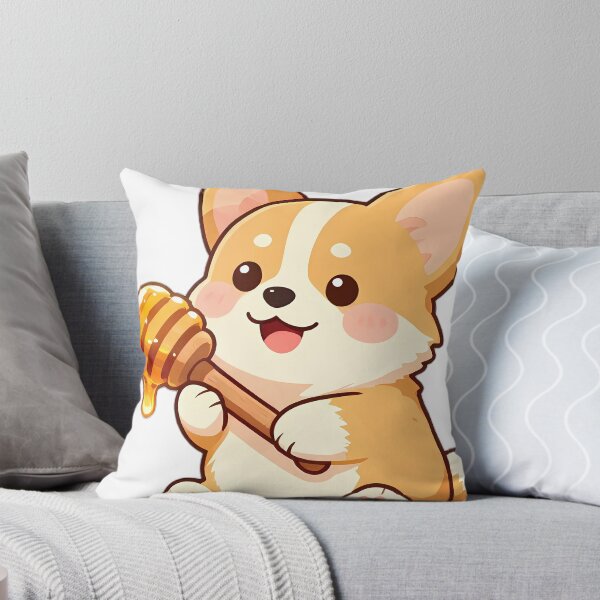 Item preview, Cute Corgi Pup Hugging Wooden Honey Dipper designed and sold by pumsquare.