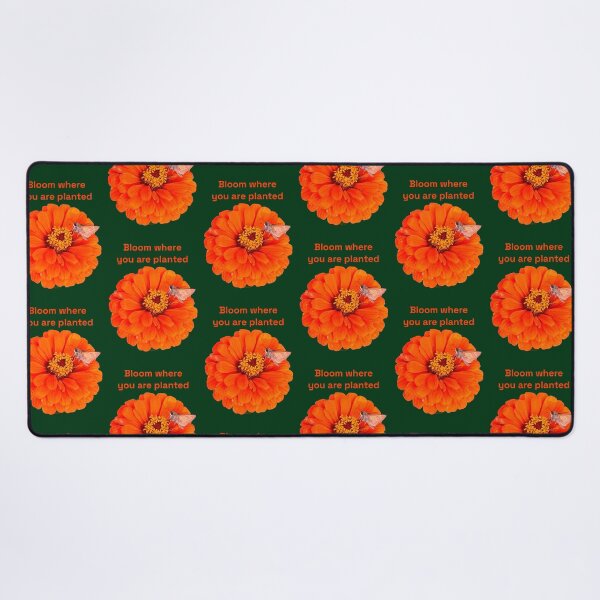 Item preview, Bloom where you are planted, Orange flower with moth, Green background designed and sold by Josephine Ethereal.