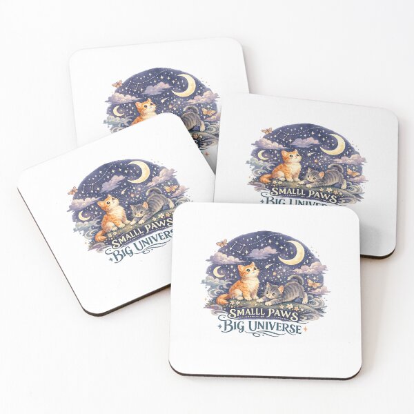 Item preview, Small Paws Big Universe Cute Kittens Celestial Moon and Stars Cat Art designed and sold by inkoutninja.