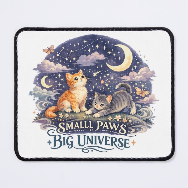 Item preview, Small Paws Big Universe Cute Kittens Celestial Moon and Stars Cat Art designed and sold by inkoutninja.