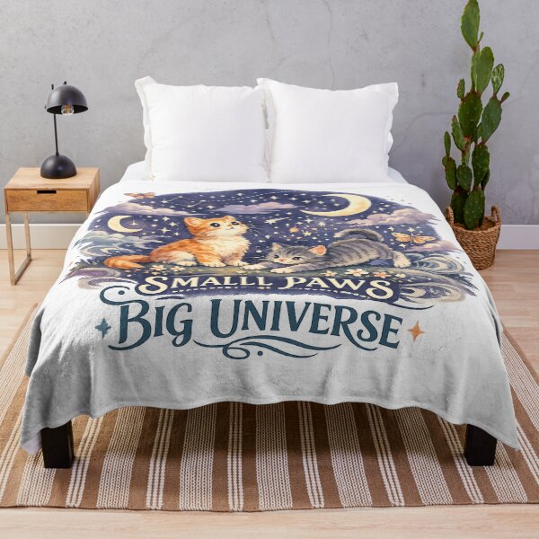 Item preview, Small Paws Big Universe Cute Kittens Celestial Moon and Stars Cat Art designed and sold by inkoutninja.