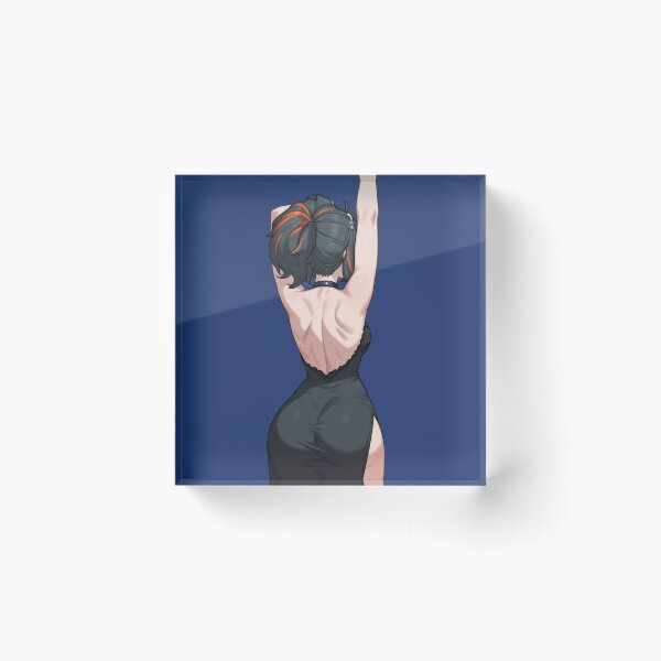 Item preview, Dark Hair Anime Girl with Orange Highlights in Backless Dress Art designed and sold by Jimakmo.
