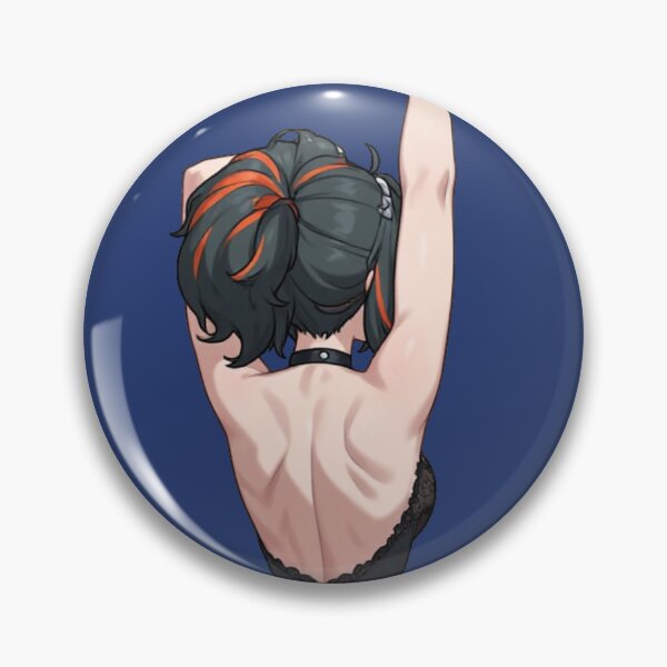 Item preview, Dark Hair Anime Girl with Orange Highlights in Backless Dress Art designed and sold by Jimakmo.
