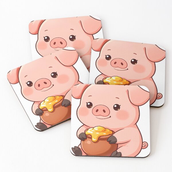Item preview, Cute Baby Piglet Hugging Clover Honey Pot designed and sold by pumsquare.