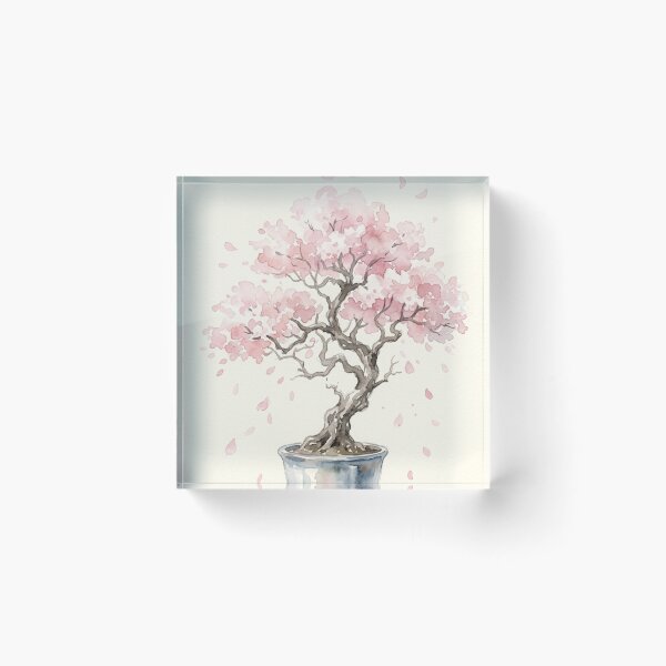 Item preview, Cherry Blossom Bonsai Art Print - Watercolor Sakura Wall Decor designed and sold by Purrfecta.