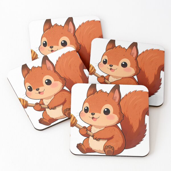 Item preview, Cute Baby Red Squirrel Hugging Honey Dipper designed and sold by pumsquare.