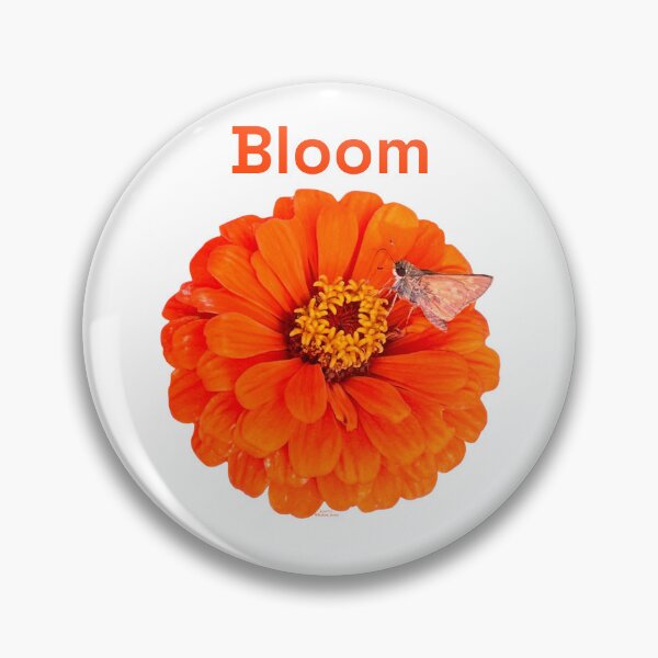 Artikelvorschau, Blüte, orangefarbene Blume mit Falter entworfen und verkauft von Josephine Ethereal.