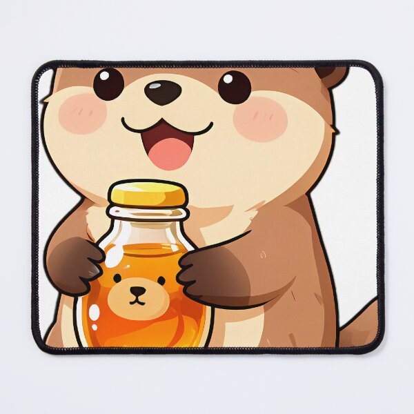 Item preview, Cute River Otter Pup Hugging Honey Bear Bottle designed and sold by pumsquare.