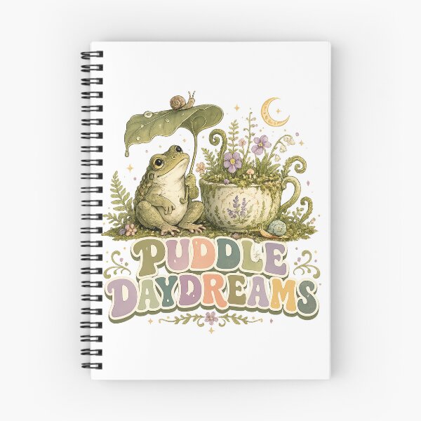 Item preview, Puddle Daydreams Cute Frog Cottagecore Rainy Day Garden Art Design designed and sold by inkoutninja.