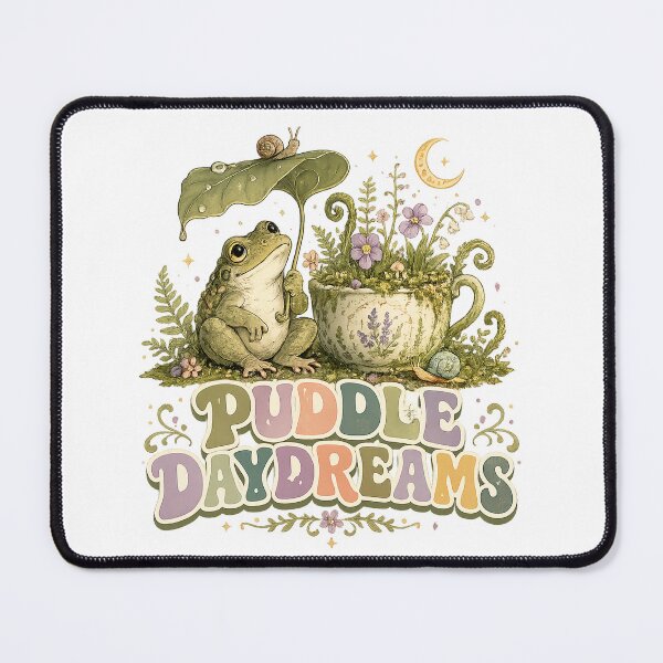 Item preview, Puddle Daydreams Cute Frog Cottagecore Rainy Day Garden Art Design designed and sold by inkoutninja.