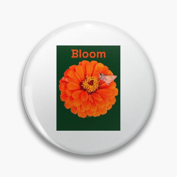 Item preview, Bloom, Orange flower with moth, Green background  designed and sold by Josephine Ethereal.
