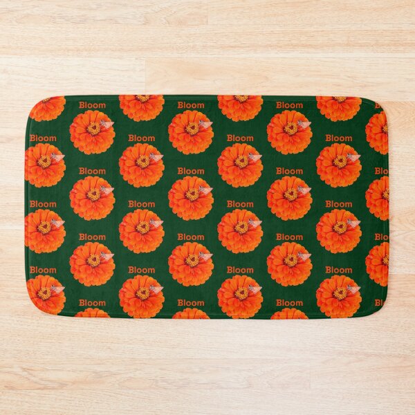 Item preview, Bloom, Orange flower with moth, Green background  designed and sold by Josephine Ethereal.