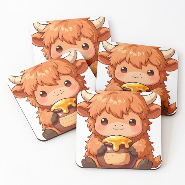 Item preview, Cute Baby Highland Cow Calf with Honey Pot designed and sold by pumsquare.