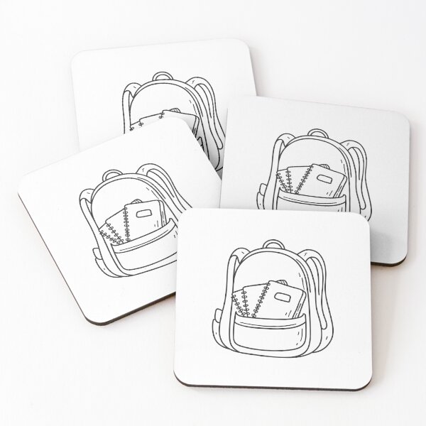 Item preview, Backpack with zipper open spilling out notebooks in doodle sketch designed and sold by rasagamastore.