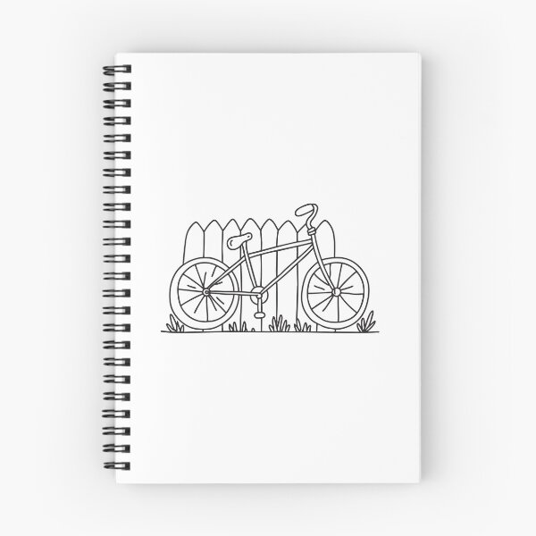 Item preview, Bent bicycle leaning against a fence in playful doodle illustration designed and sold by rasagamastore.
