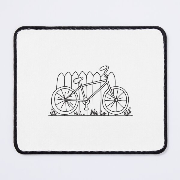 Item preview, Bent bicycle leaning against a fence in playful doodle illustration designed and sold by rasagamastore.