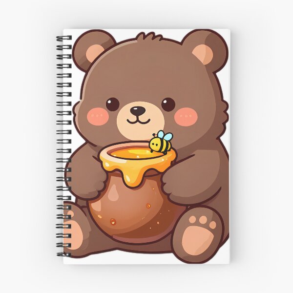 Item preview, Cute Brown Bear Cub with Honey Pot and Happy Bee designed and sold by pumsquare.