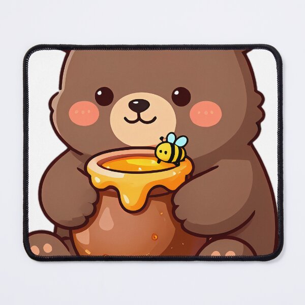 Item preview, Cute Brown Bear Cub with Honey Pot and Happy Bee designed and sold by pumsquare.