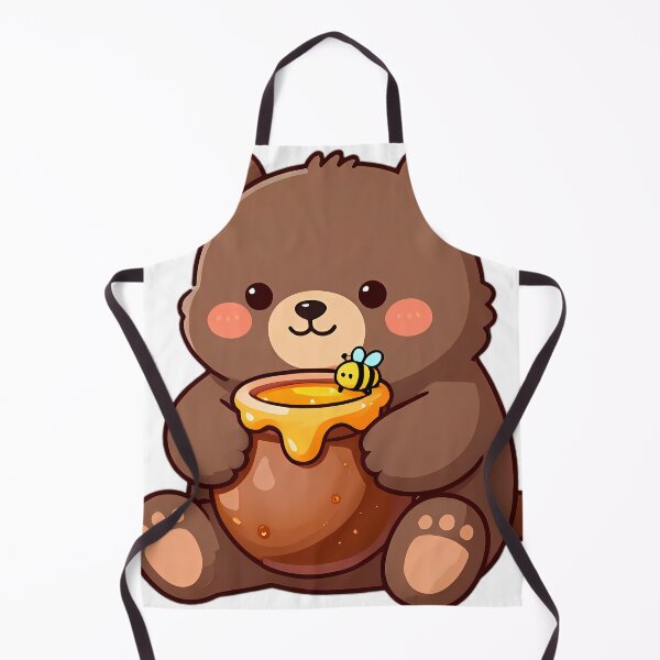 Item preview, Cute Brown Bear Cub with Honey Pot and Happy Bee designed and sold by pumsquare.
