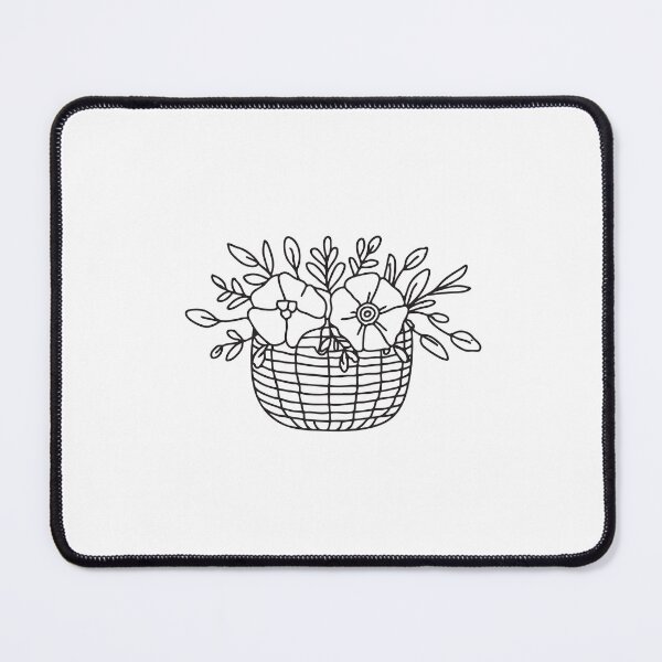 Item preview, Bouquet of flowers nestled in a wicker basket in doodle sketch designed and sold by rasagamastore.