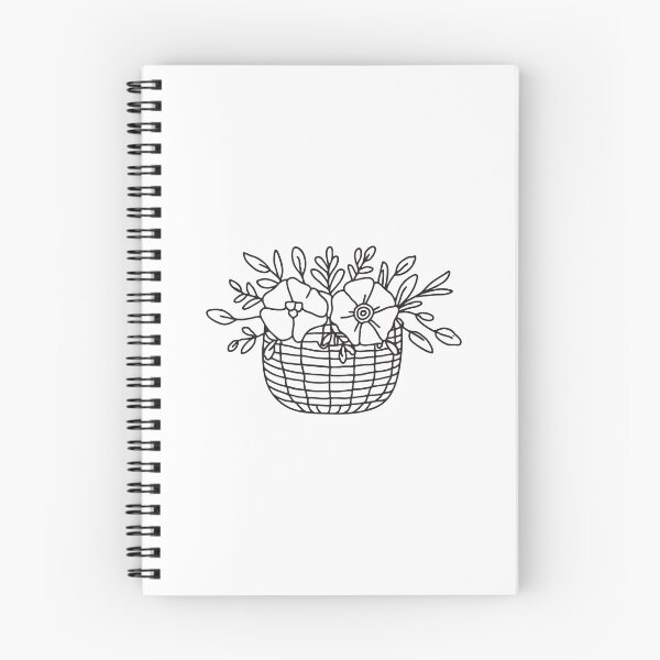 Item preview, Bouquet of flowers nestled in a wicker basket in doodle sketch designed and sold by rasagamastore.