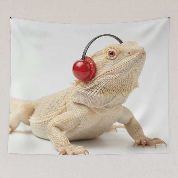 Item preview, Cute Albino Bearded Dragon with Cherry Fruit Headphones designed and sold by Sulco Design.