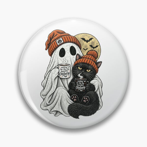 Item preview, Waiting For The Big Beautiful Obituary Ghost Black Cat Cute Spooky Design designed and sold by QLShop.